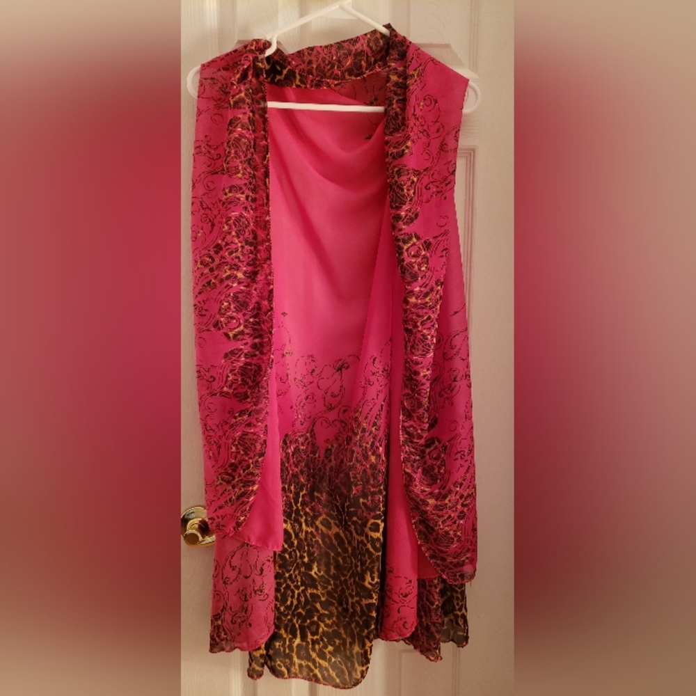 Women's Kimono Leopard n Pink, Sleeveless, Excellent Condition, Size M/L